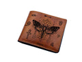 Personalized Leather Wallet: Ancient Egypt Skull Butterfly Design, Handmade