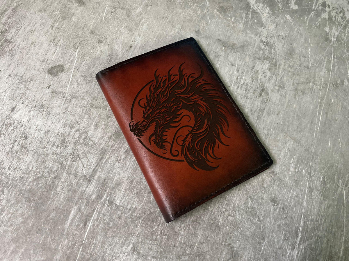 Dragon Leather Passport Wallet: Custom Engraved Travel Wallet