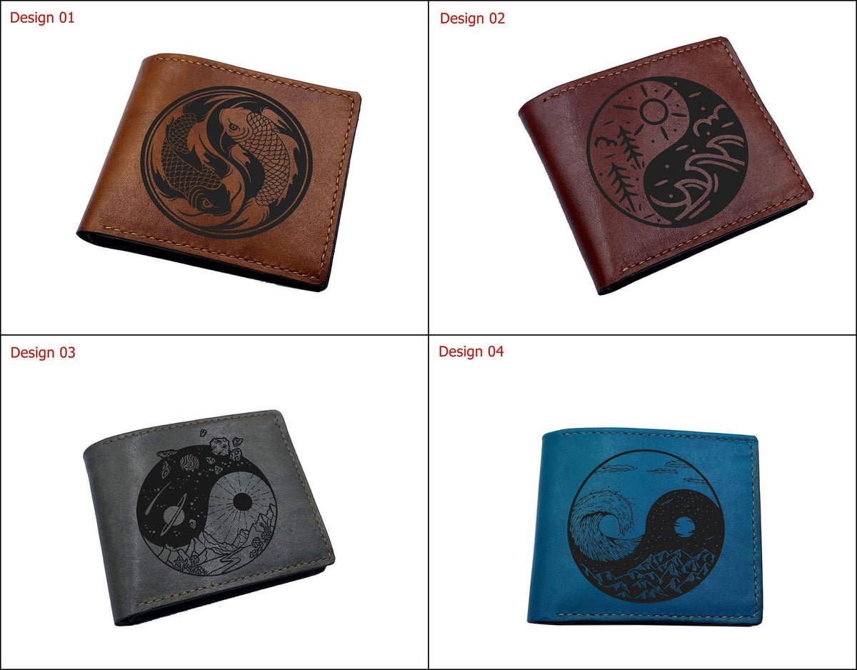 Handmade Leather Ying Yang Cosmo Wallet, Space Art Wallet