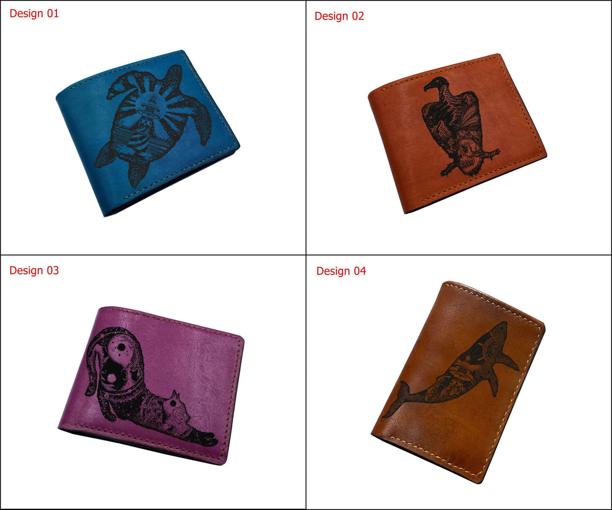 Whale Tattoo Leather Wallet: Handmade Bifold Gift