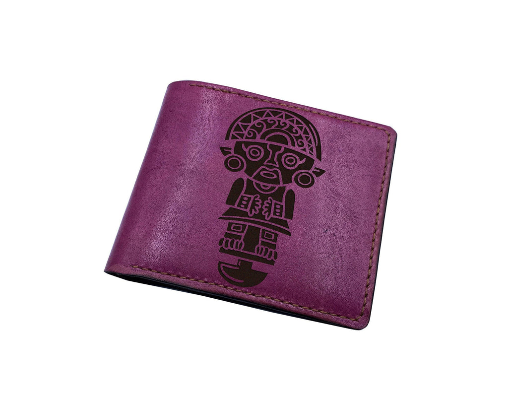 Handmade Leather Wallet: Inca Pagan Design, RFID Blocking