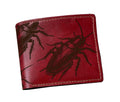 Cockroach Pattern Leather Wallet: Insect Engraved, Handmade