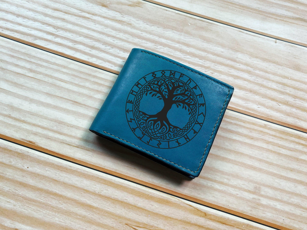 Yggdrasil Tree of Life Leather Wallet: Celtic Norse Bifold
