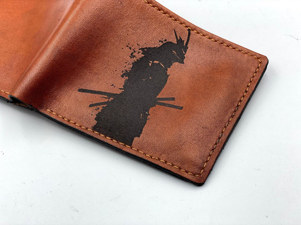 Personalized Leather Samurai Wallet: RFID Blocking, Handmade
