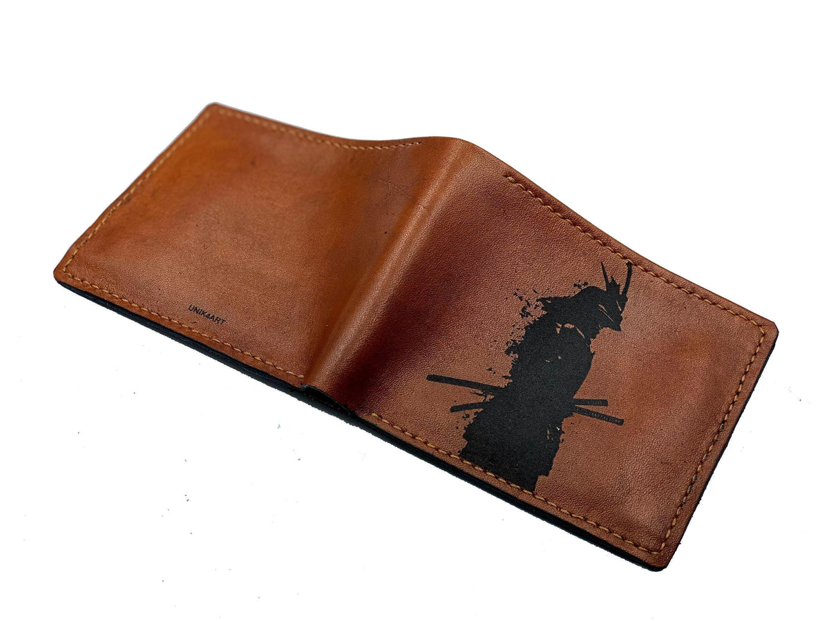 Personalized Leather Samurai Wallet: RFID Blocking, Handmade