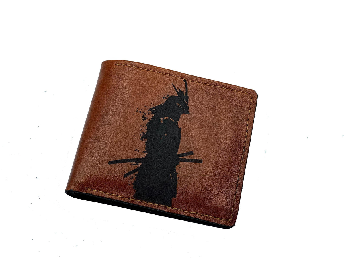 Personalized Leather Samurai Wallet: RFID Blocking, Handmade