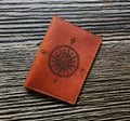 Vintage Compass Leather Passport Wallet: Personalized Travel Gift