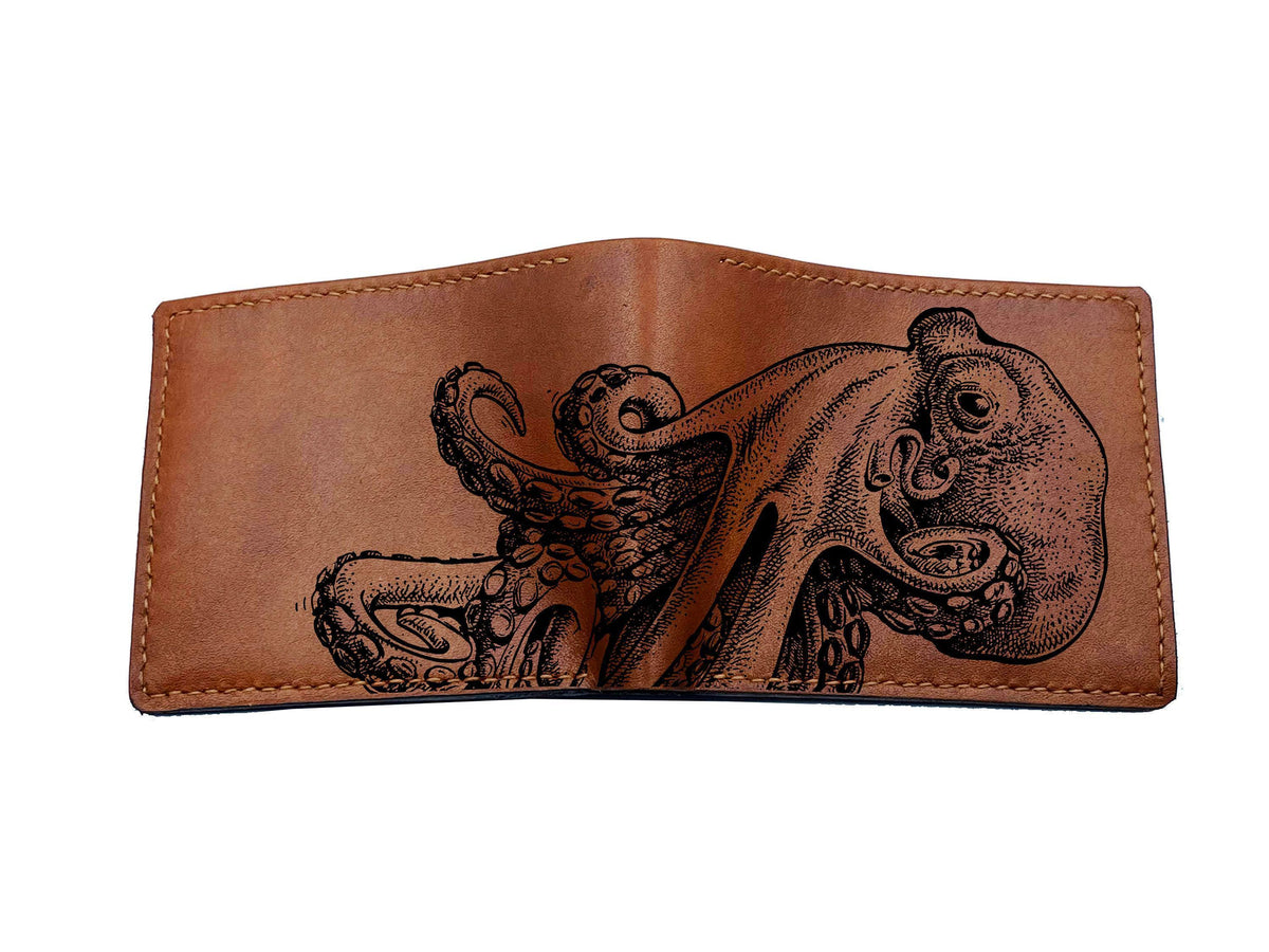 Custom Cicada Leather Wallet: Forest Insect Bug Design, RFID Blocking