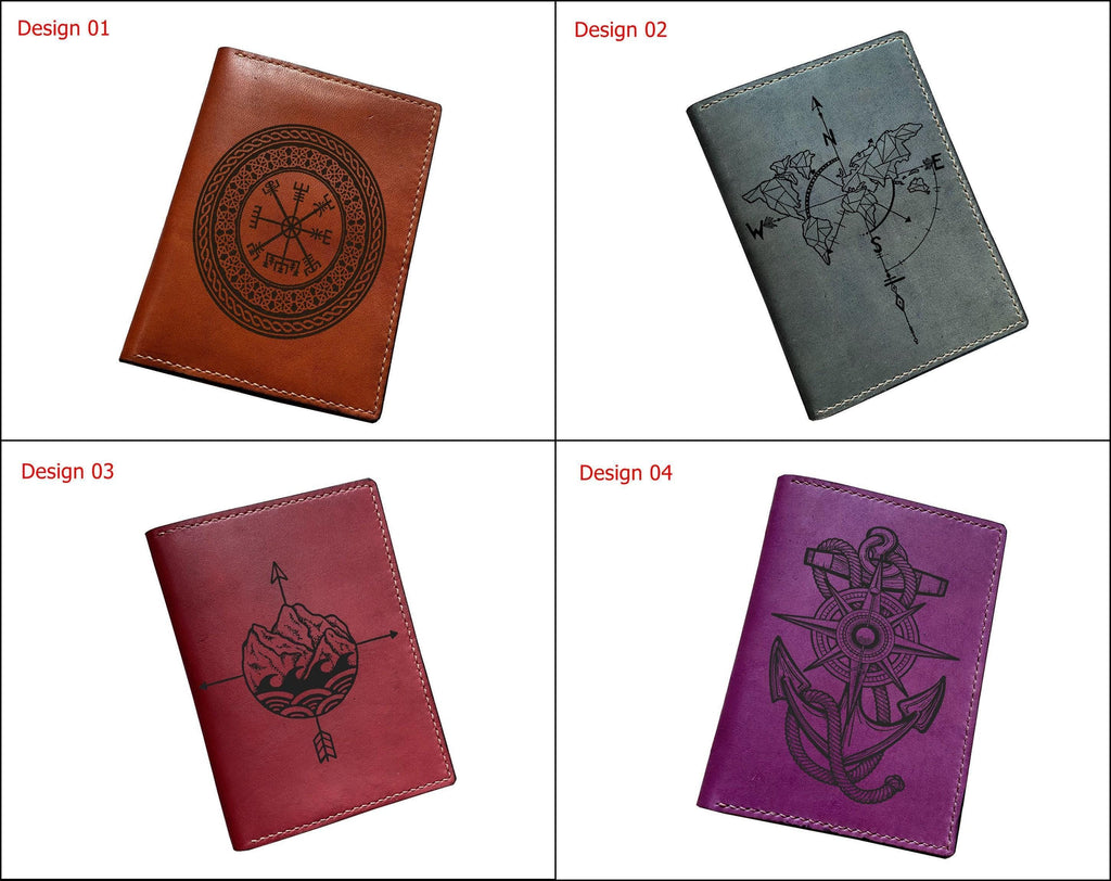 Vintage Compass Leather Passport Wallet: Personalized Travel Gift