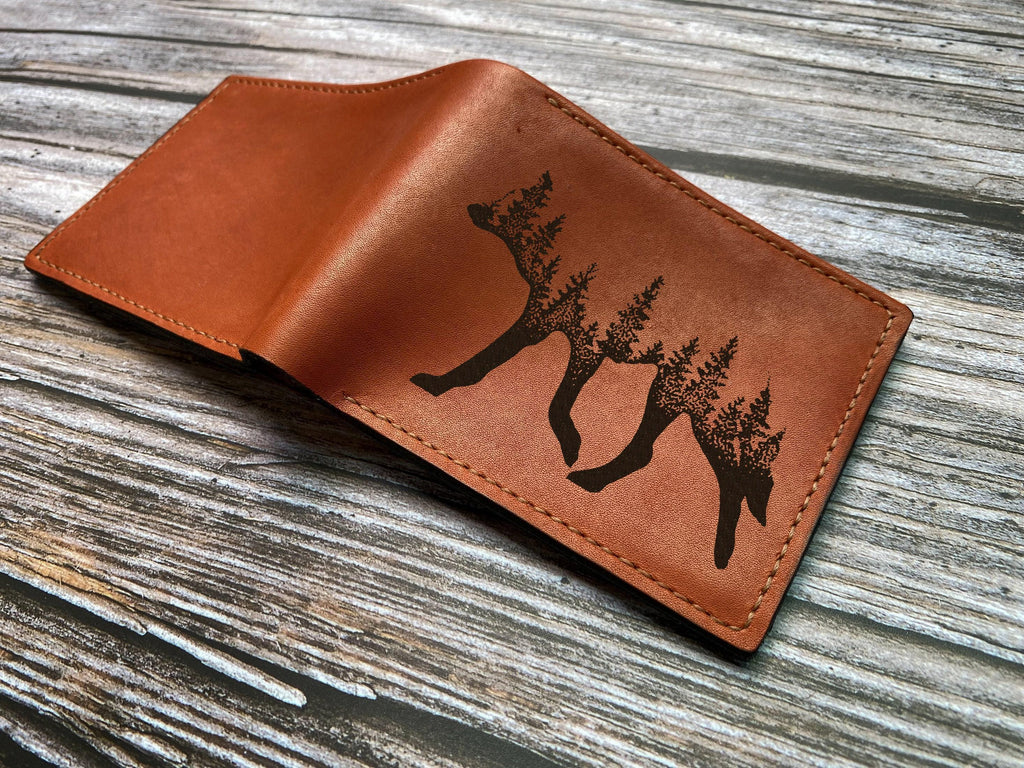 Personalized Leather Wallet: Animal Art, Nature Lover Gift