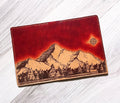 Handmade Leather Passport Wallet: Night Sky Mountain Scene, Personalized Travel Cover