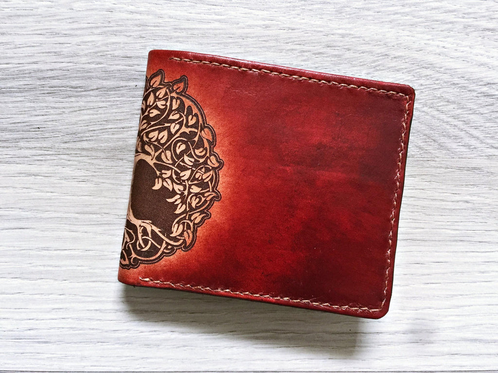 Tree of Life Celtic Leather Wallet, RFID Blocking, Personalized Gift