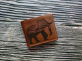 Handmade Leather Wallet for Men: Elephant Art, Safari Gift