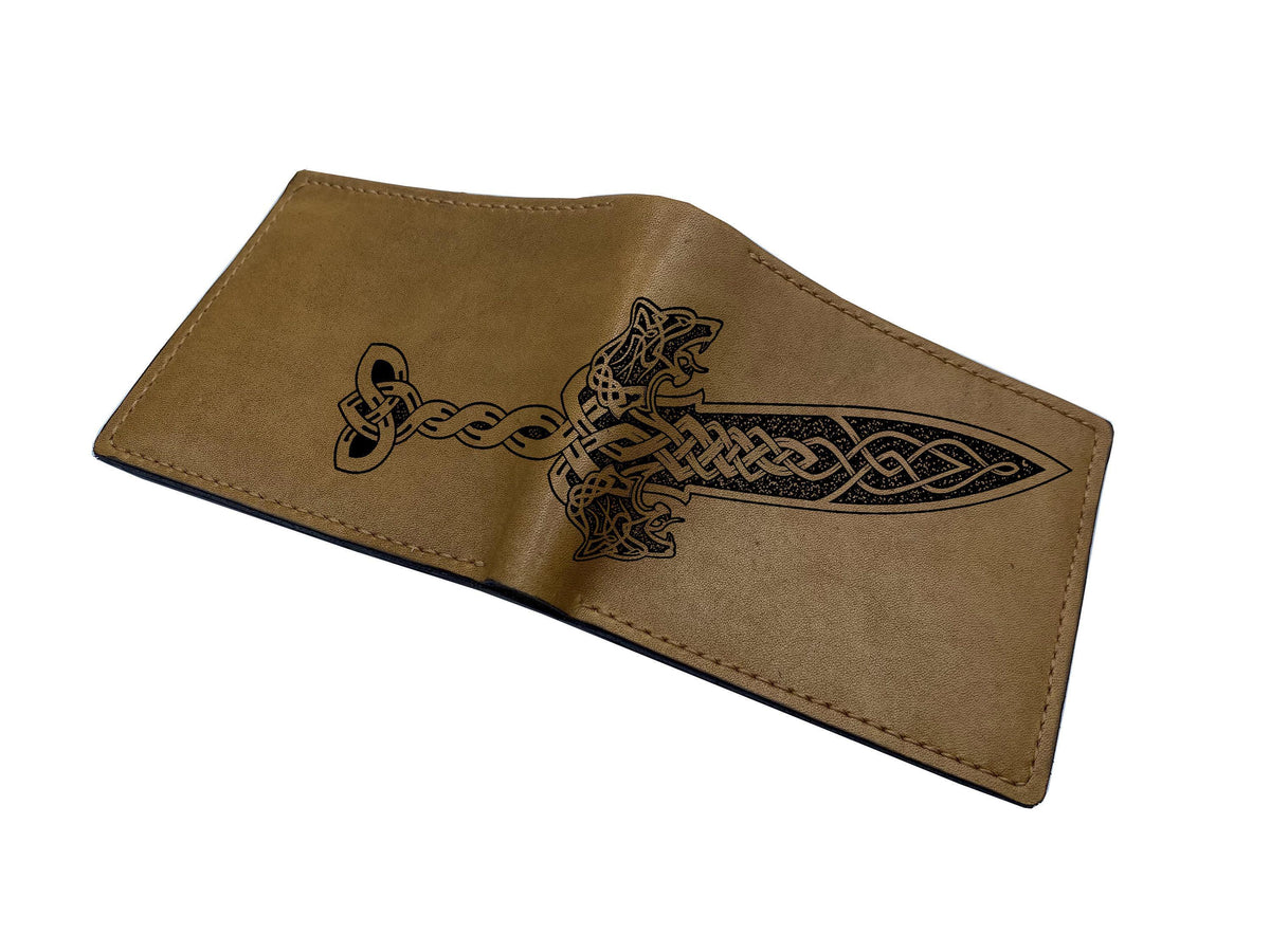 Custom Engraved Leather Bifold Wallet: Fantasy Sword Art