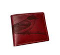 Cliff Swallow Engraved Leather Wallet, Handmade Bird Drawing Gift