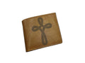 Handmade Leather Wallet, Christian Cross Engraved, Gift for Dad