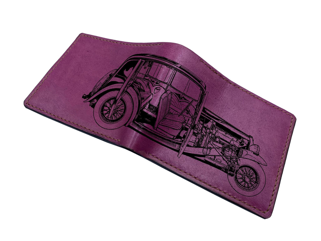 Handmade Leather Wallet, Military Aircraft Art, Personalized Gift