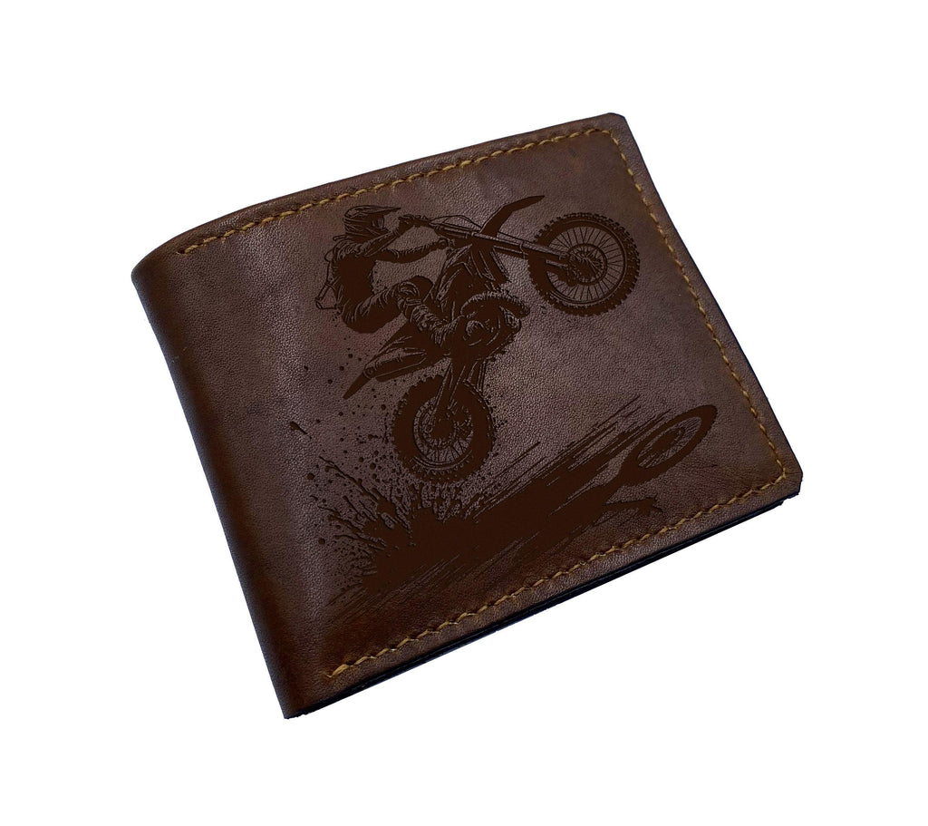 Motorcycle Racing Leather Wallet, Personalized Bifold Wallet