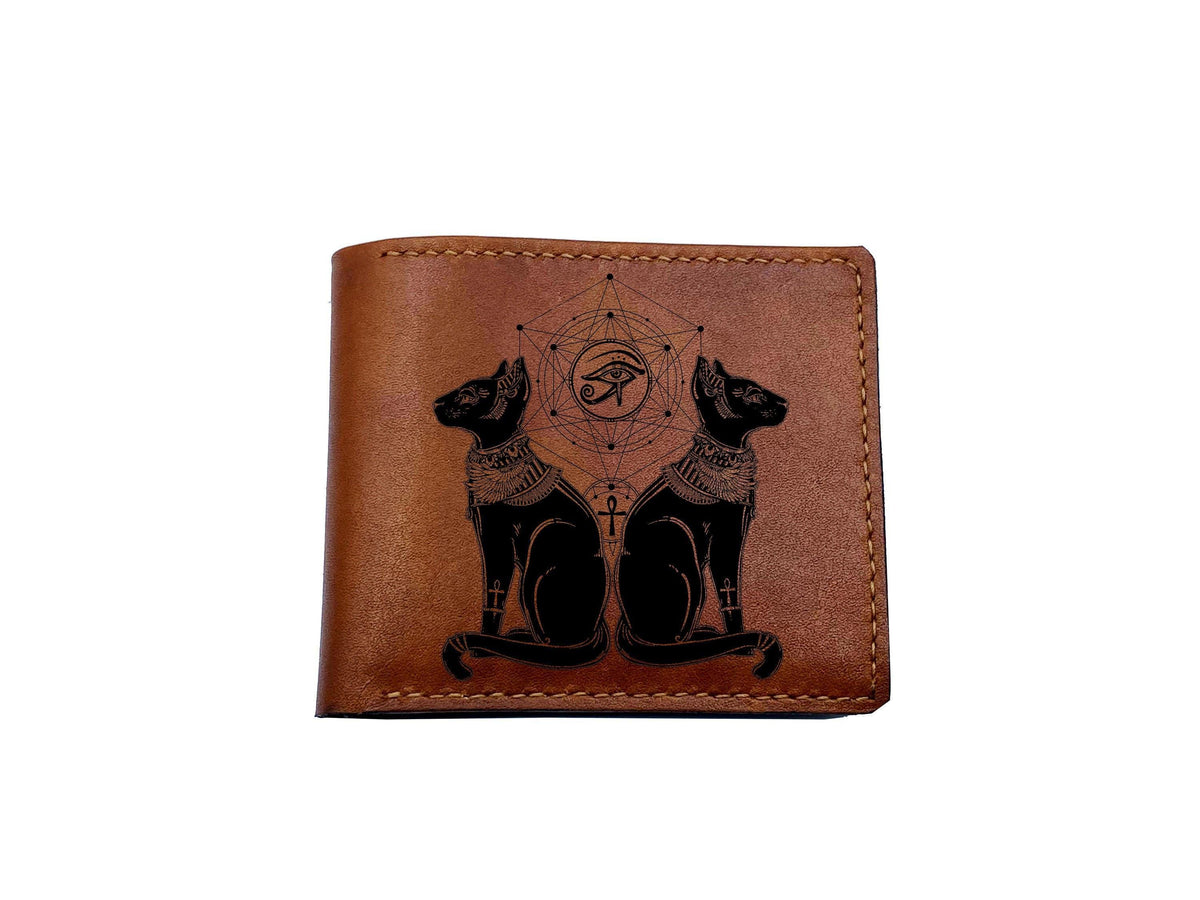 Custom Scarab Beetle Leather Wallet: Egyptian Mythology Gift
