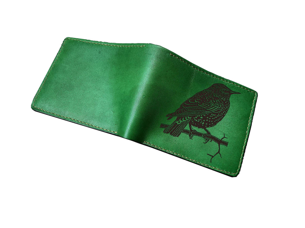 Engraved Bird Leather Wallet, Men's Wallet, Birdwatcher Gift