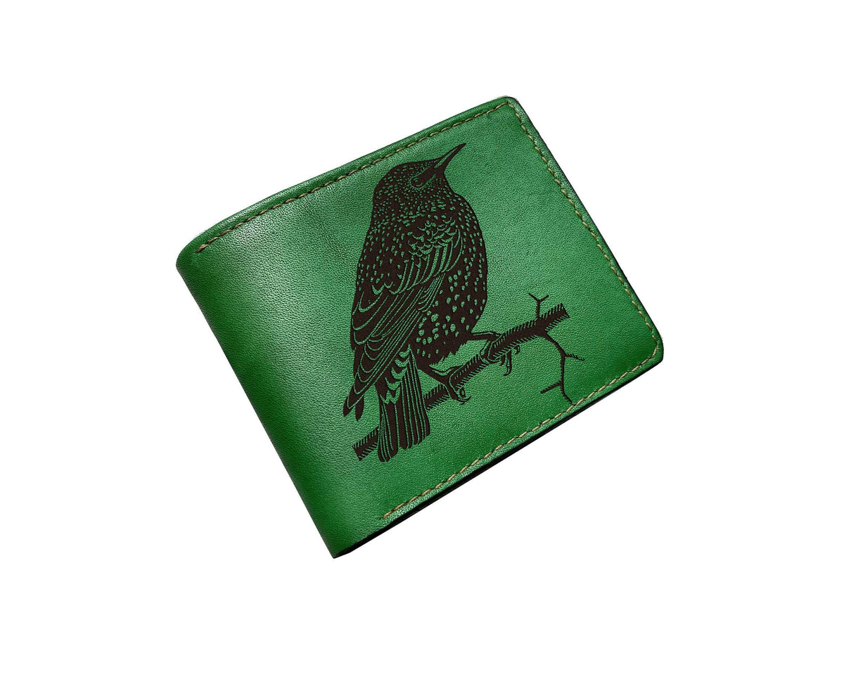 Engraved Bird Leather Wallet, Men's Wallet, Birdwatcher Gift