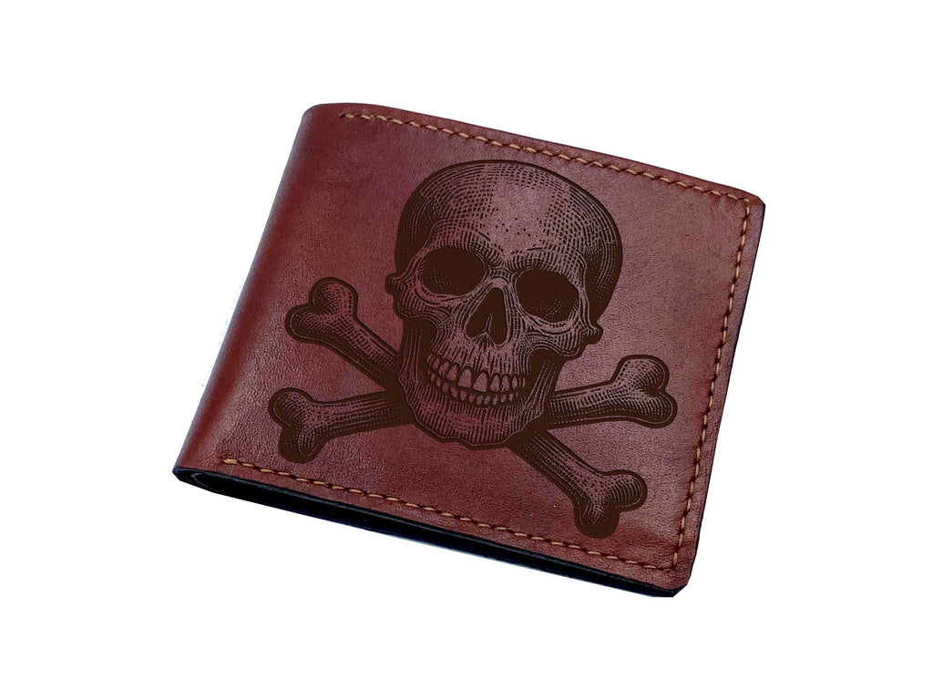Handmade Leather Skull Wallet: Anatomy Bifold, Horror Gift