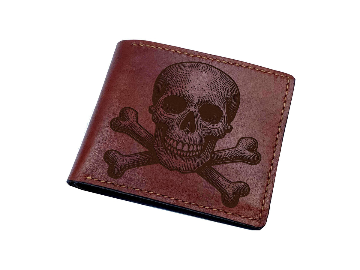 Handmade Leather Skull Wallet: Anatomy Bifold, Horror Gift