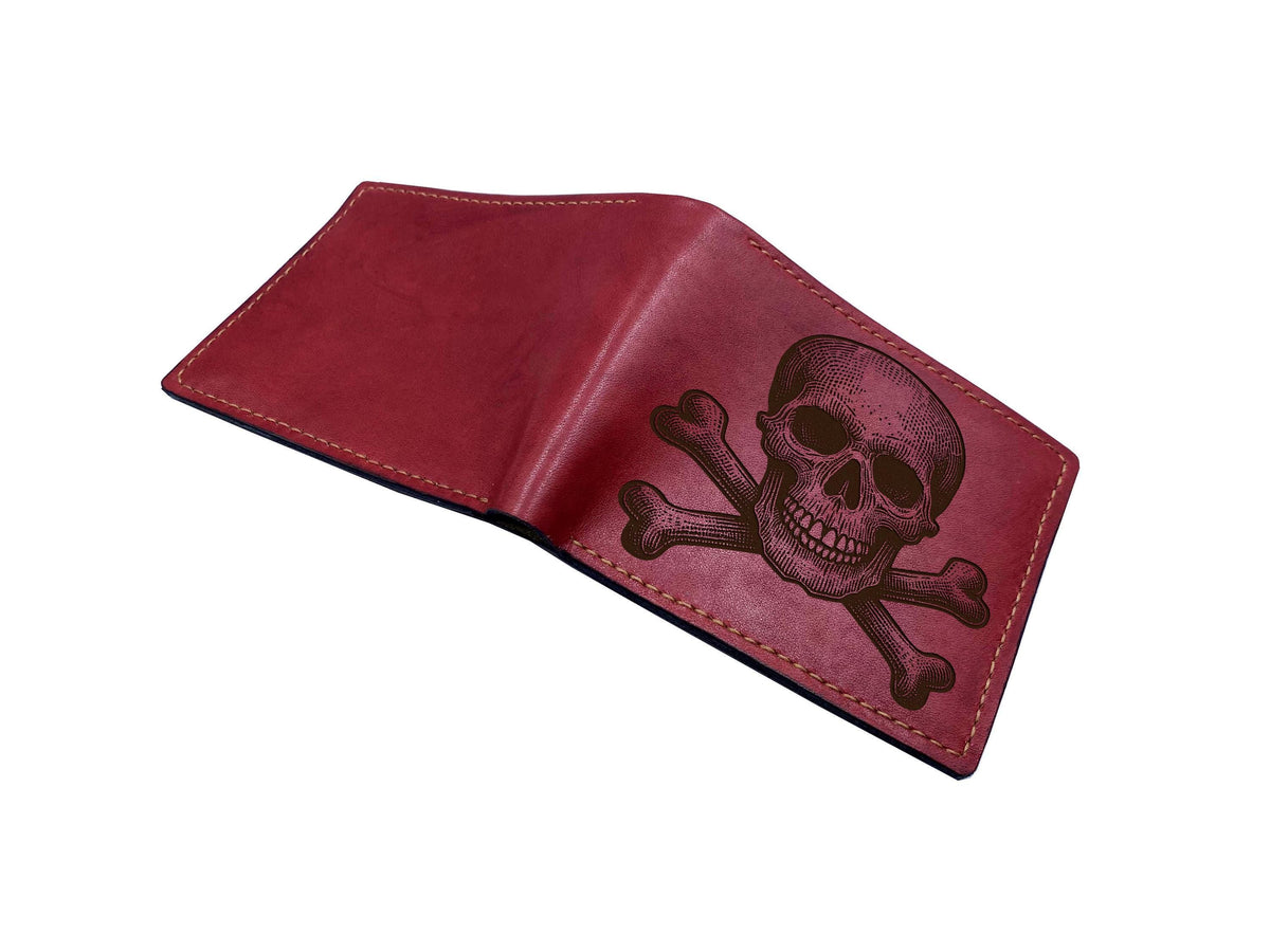 Handmade Leather Skull Wallet: Anatomy Bifold, Horror Gift