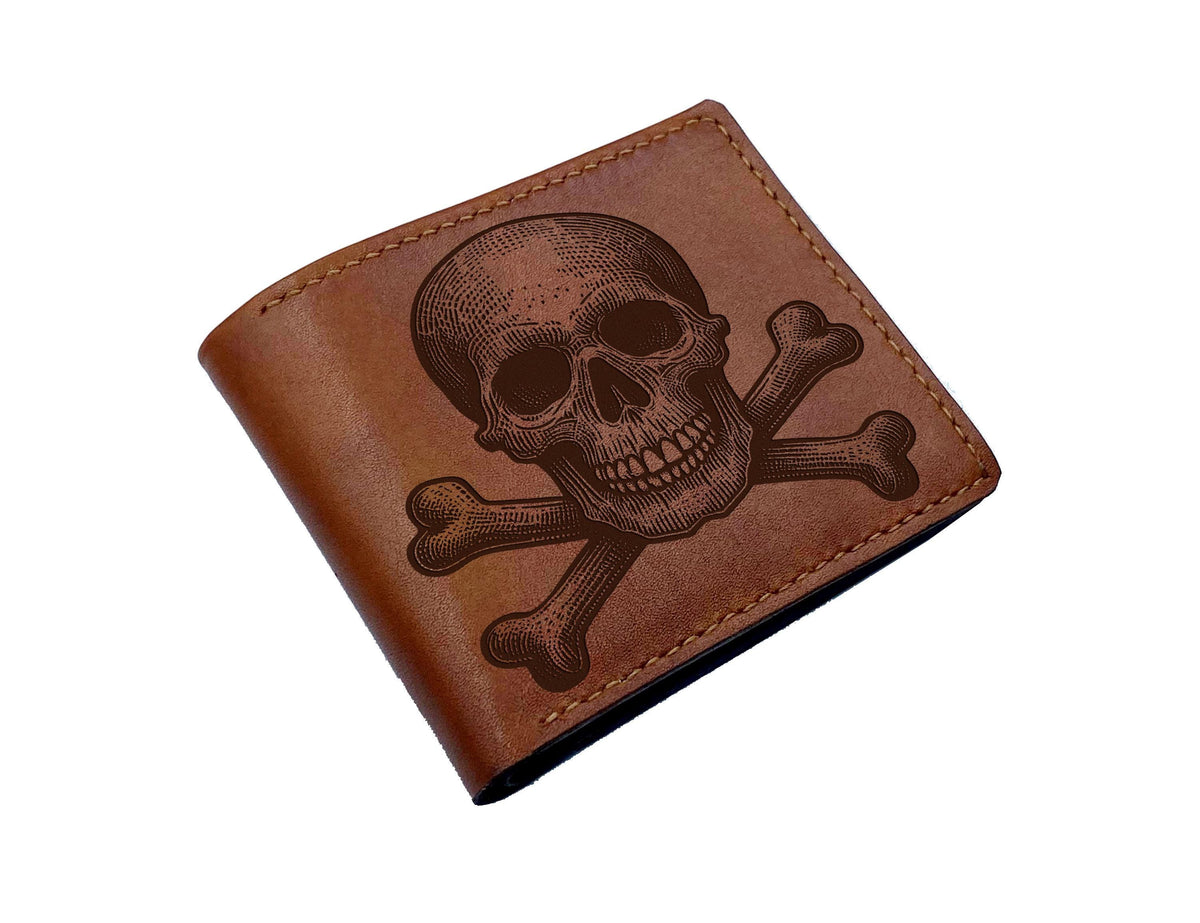 Handmade Leather Skull Wallet: Anatomy Bifold, Horror Gift