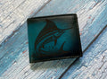 Engraved Swordfish Leather Wallet - Marlin Sailfish Design
