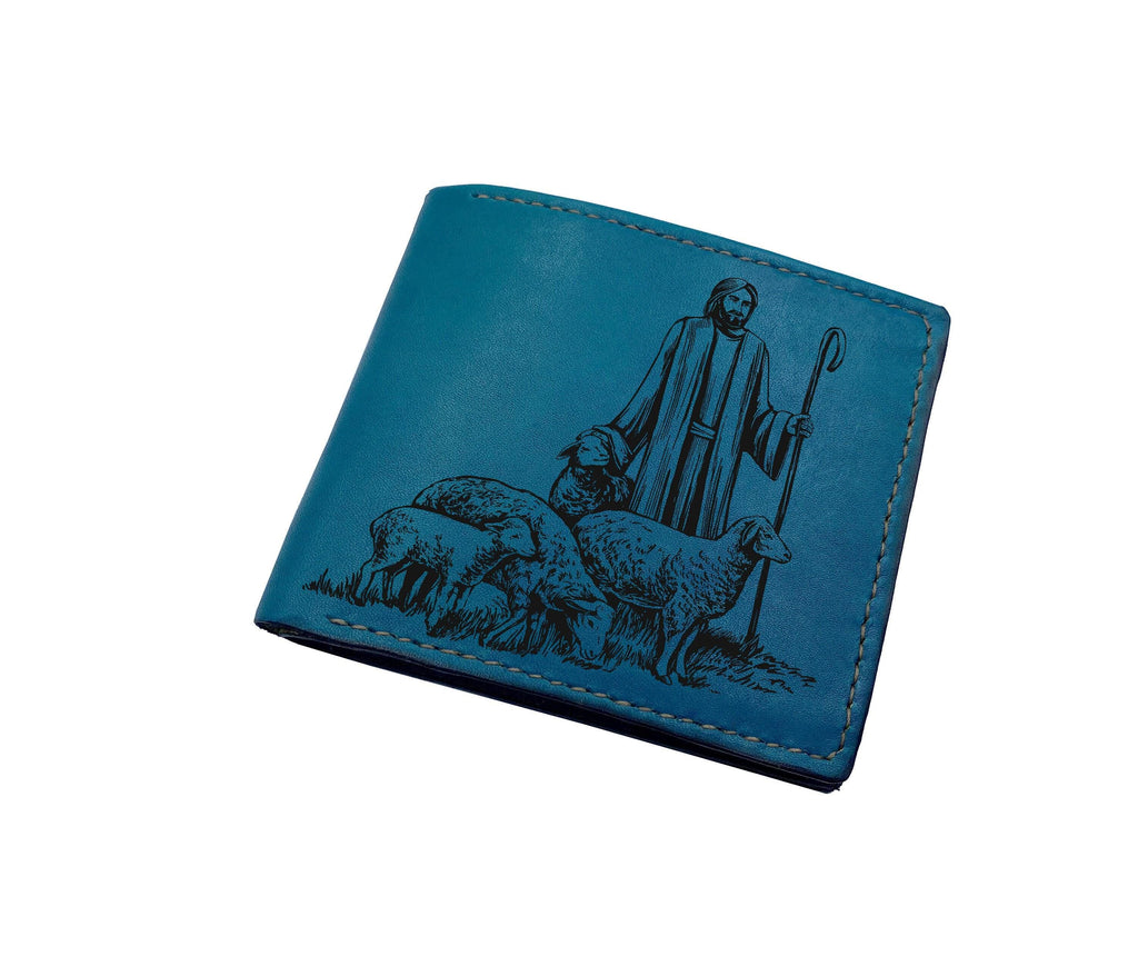 Handmade Leather Men's Wallet, Jesus Christ Drawing, Personalized Gift