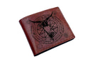 Personalized Leather Wallet: Goat Skull Pentagram, Vintage Style