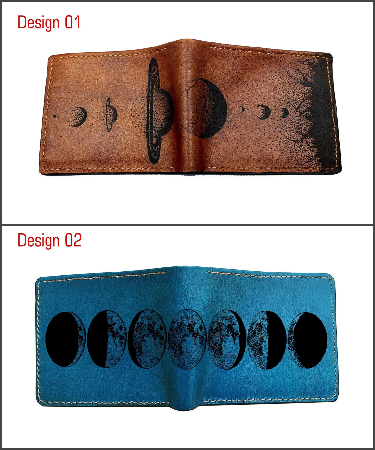 Personalized Leather Wallet: Solar System Map, Astronomy Gift