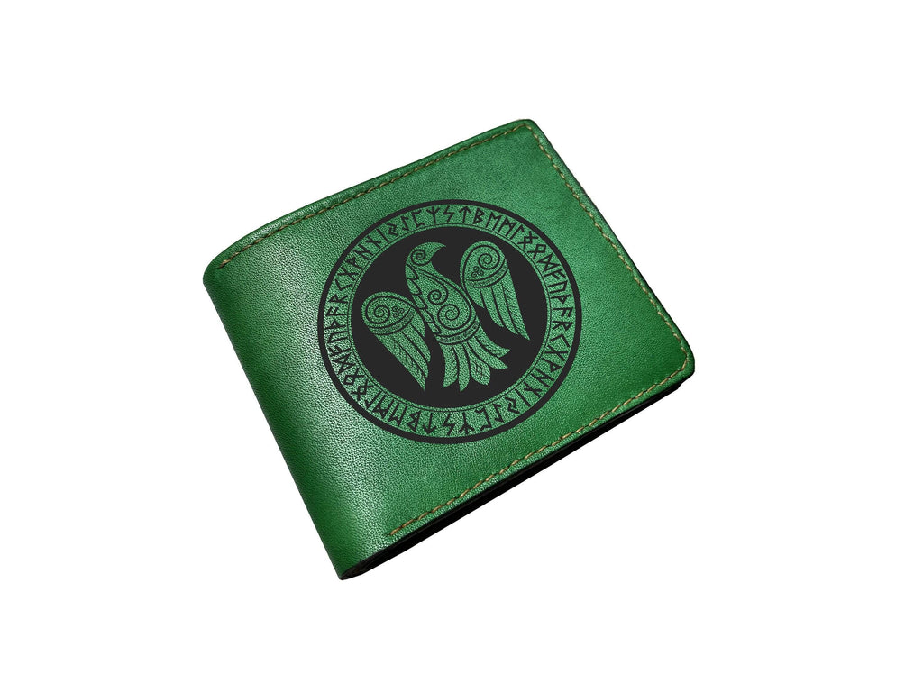 Handmade Leather Wallet, Celtic Viking Dragon Art, Personalized Gift