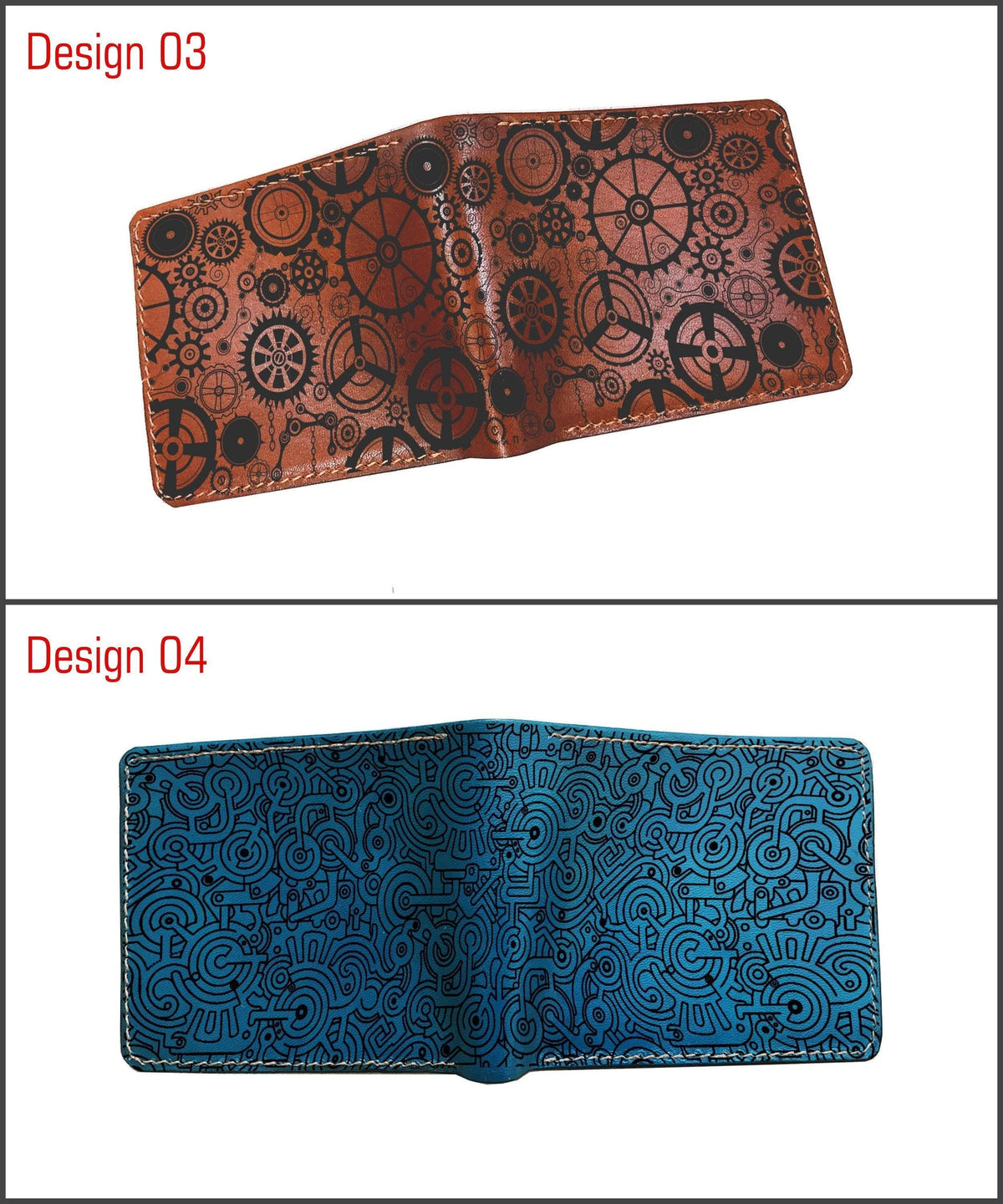 Steampunk Heart Leather Wallet: Handmade Mechanical Style Bifold