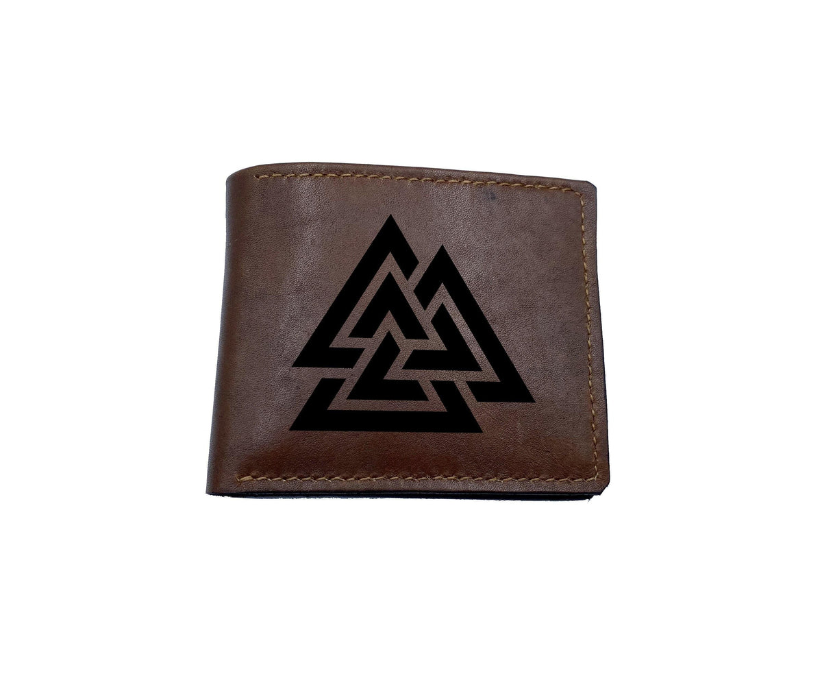 Valknut Leather Wallet: Personalized Norse Odin Symbol, Celtic Style