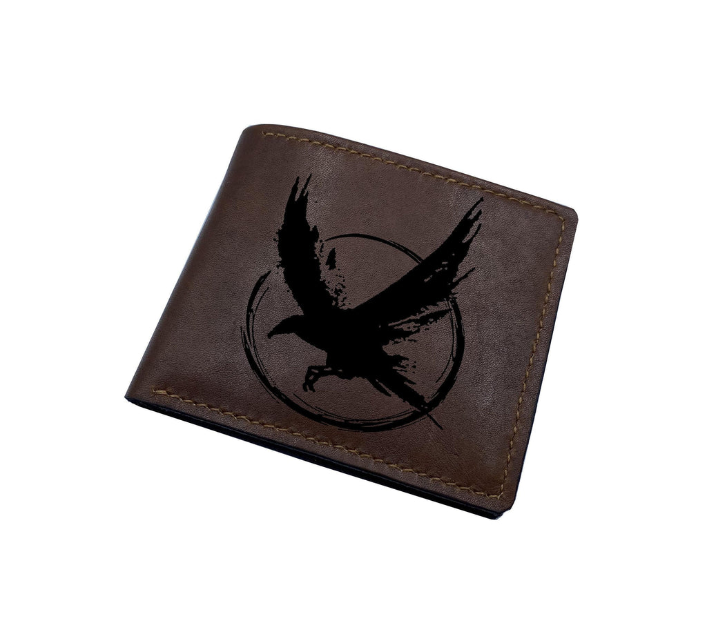 Raven Skull Leather Wallet, Personalized Bifold Gift