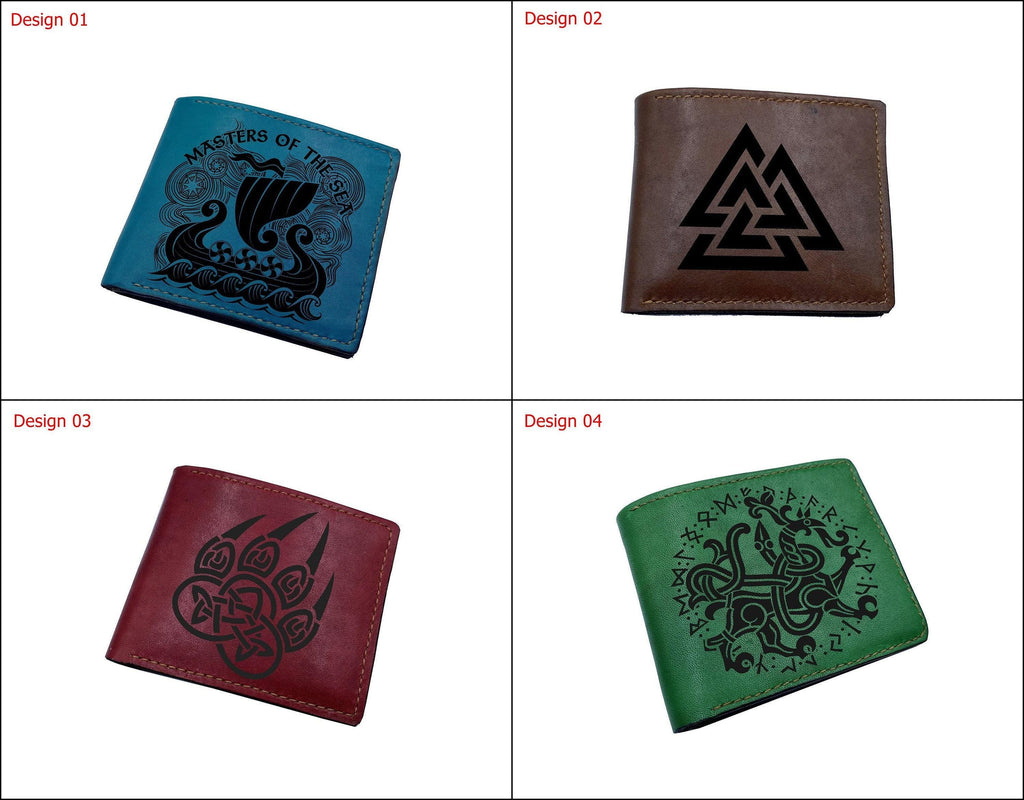Valknut Leather Wallet: Personalized Norse Odin Symbol, Celtic Style