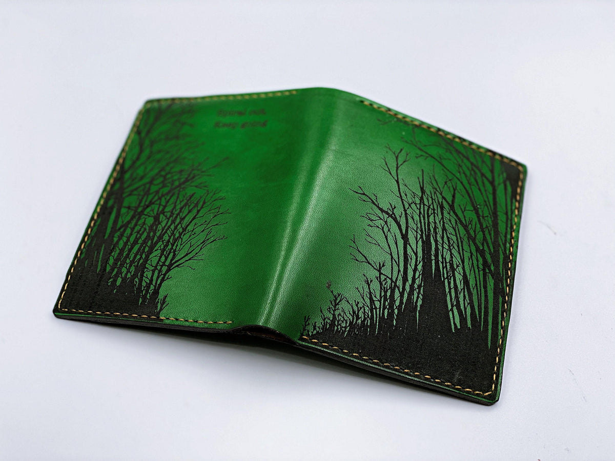 Handmade Leather Forest Wallet, Personalized Gift