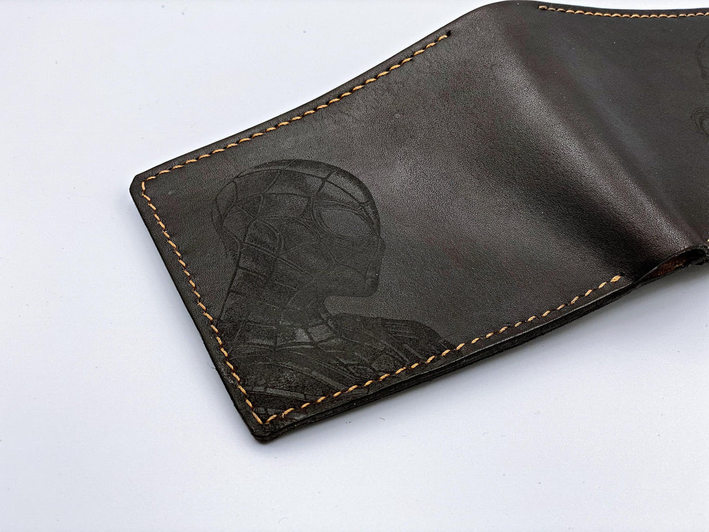 Personalized Marvel Leather Wallet, Venom Spiderman Engraved, Handmade RFID Blocking