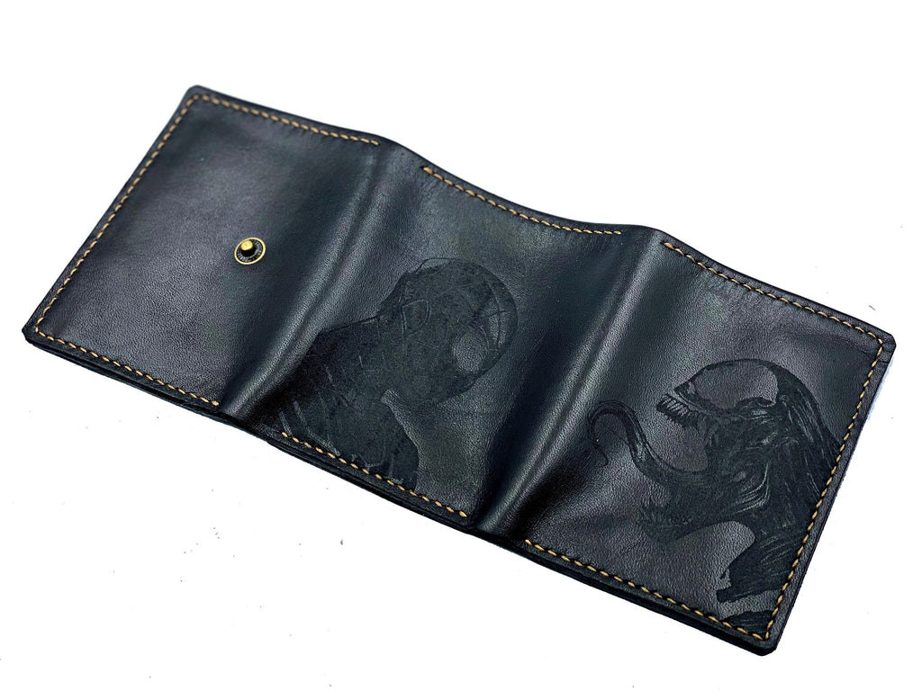 Personalized Marvel Leather Wallet, Venom Spiderman Engraved, Handmade RFID Blocking