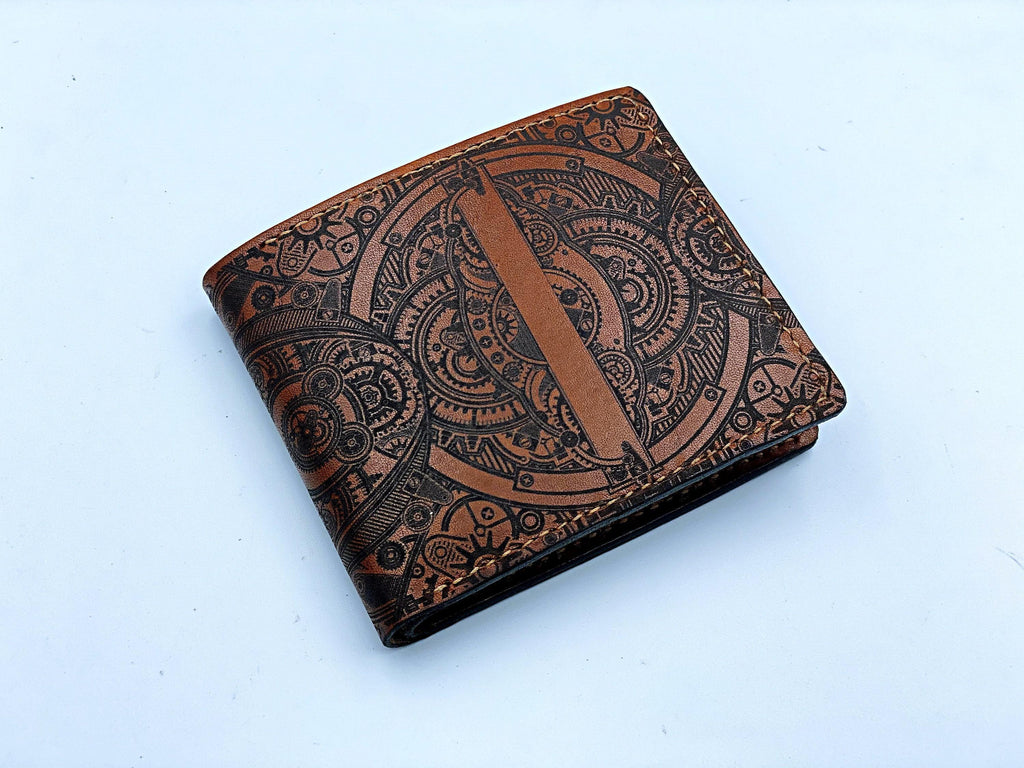 Steampunk Leather Wallet, Handmade Personalized Gift