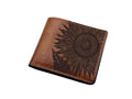 Sunflower Leather Wallet: Handmade Veg-Tan, Minimalist Art