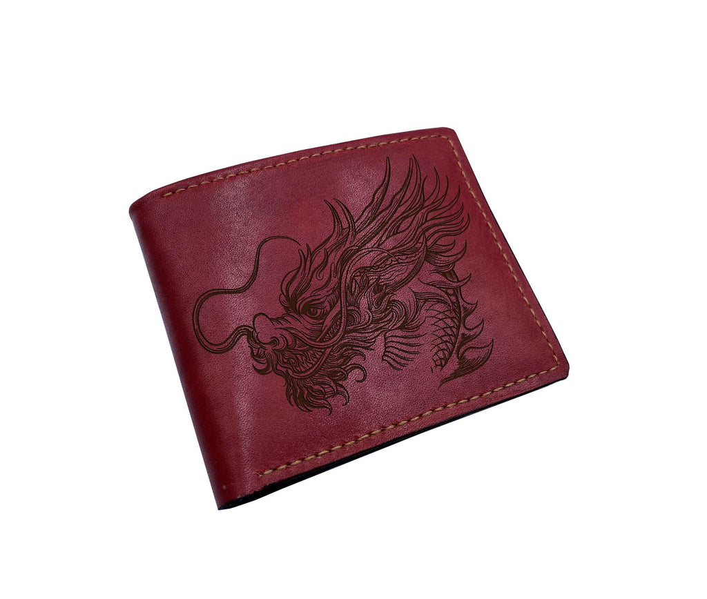 Oriental Dragon Leather Wallet: Handmade Eastern Style Men's Wallet