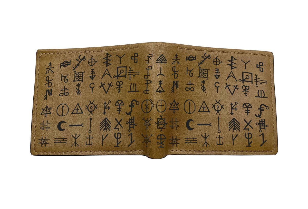Custom Leather Men's Wallet: Celtic Bear Paw Art, Norse Runes
