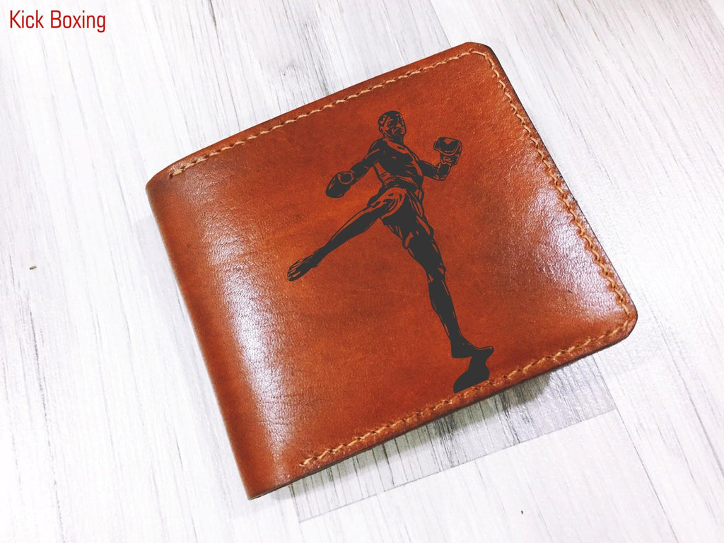 Personalized Leather Surfing Wallet, Sport Gift for Men