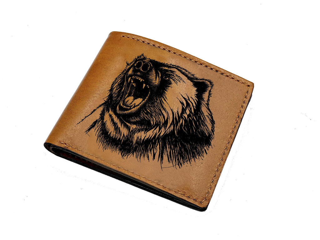 Brown Bear Leather Wallet: Personalized Animal Pattern Wallet