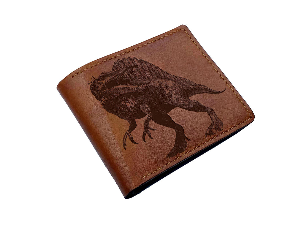 Spinosaurus Genuine Leather Handmade Wallet: Personalized Dinosaur Gift, Vegetable-Tanned Cowhide, Multiple Styles