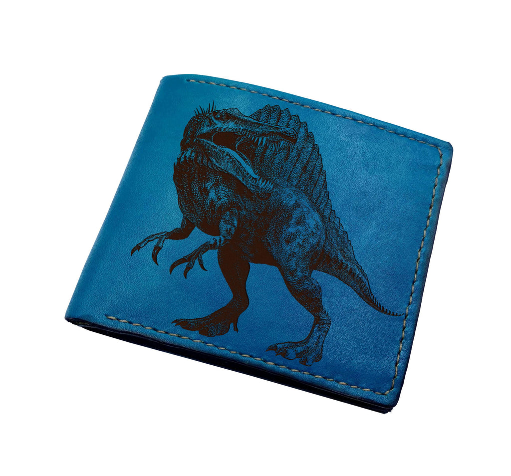 Spinosaurus Genuine Leather Handmade Wallet: Personalized Dinosaur Gift, Vegetable-Tanned Cowhide, Multiple Styles
