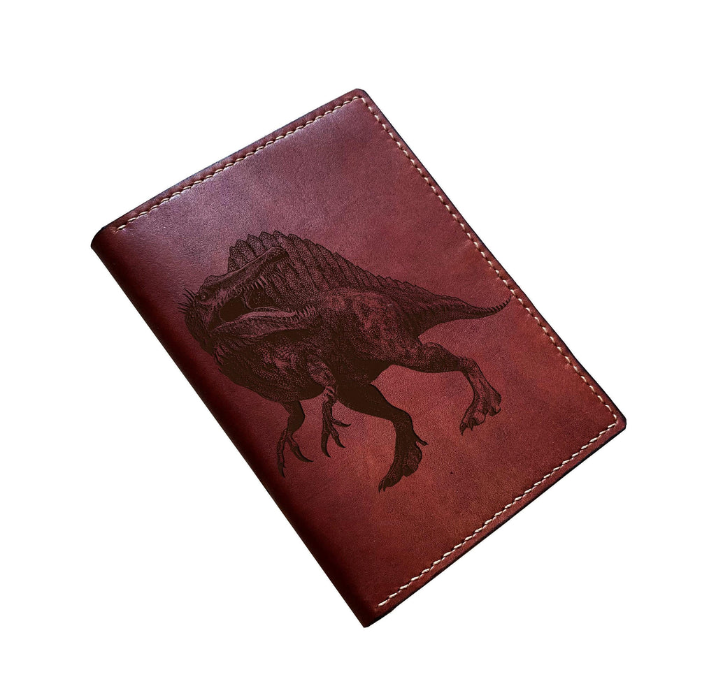 Spinosaurus Genuine Leather Handmade Wallet: Personalized Dinosaur Gift, Vegetable-Tanned Cowhide, Multiple Styles